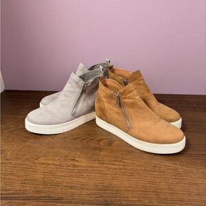 Tan and Gray Suede High-Top Sneakers 2pack